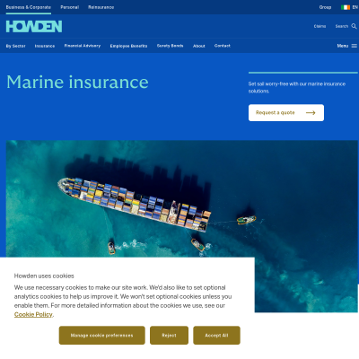 Screenshot of Marine Insurance | Howden Ireland