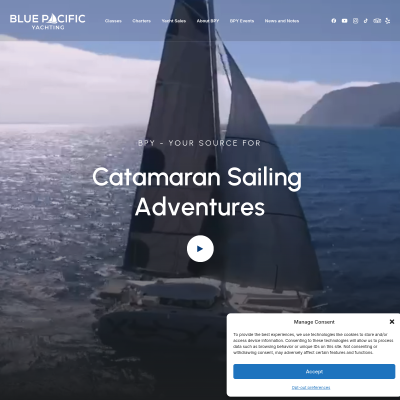Screenshot of Blue Pacific Yachting: Catamaran Sailing Charters & Lessons ...