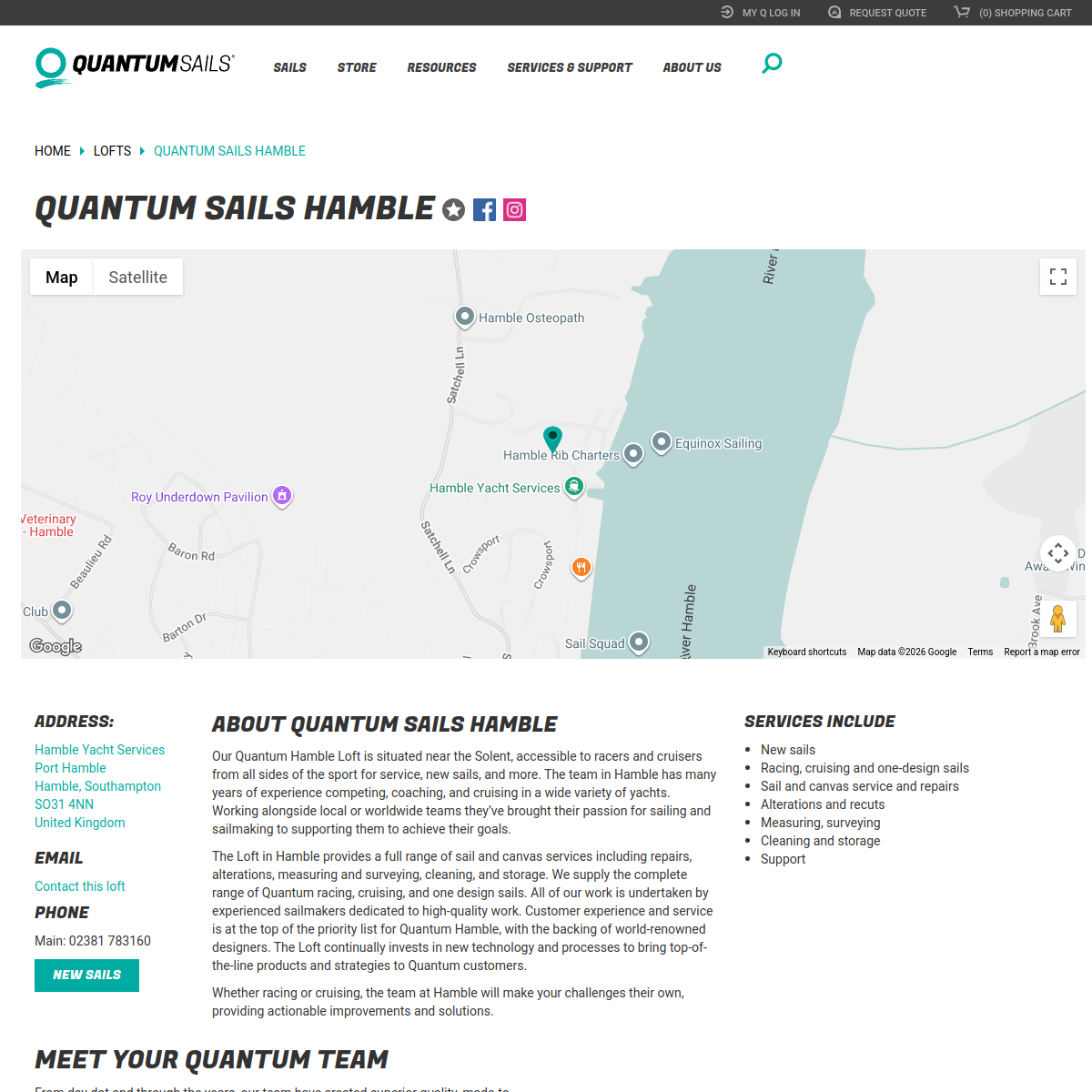 Screenshot of Hamble, Southampton, England - Sail Loft Info - Quantum Sails