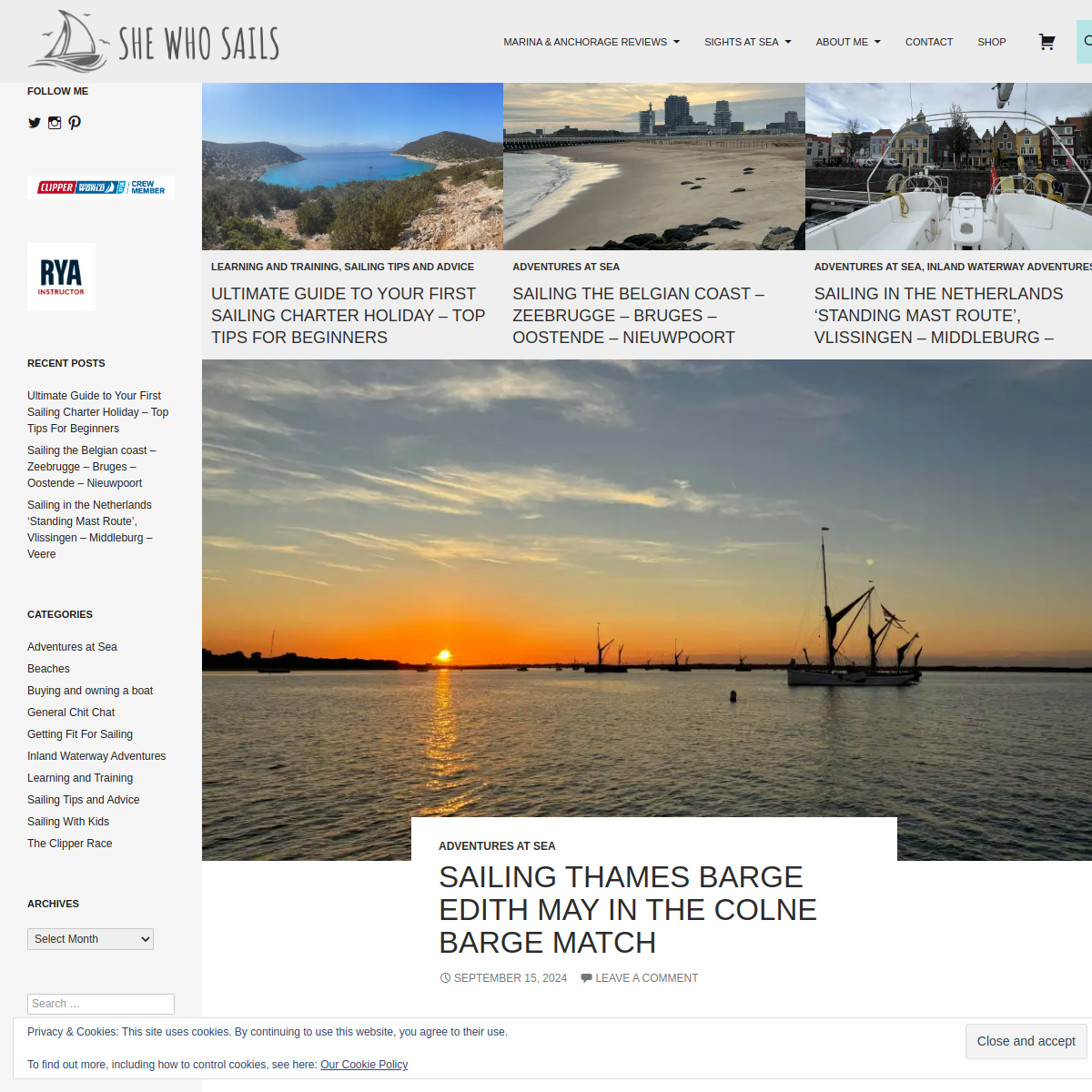 Screenshot of She Who Sails… | UK sailing blog, inc clipper race blogs, family ...