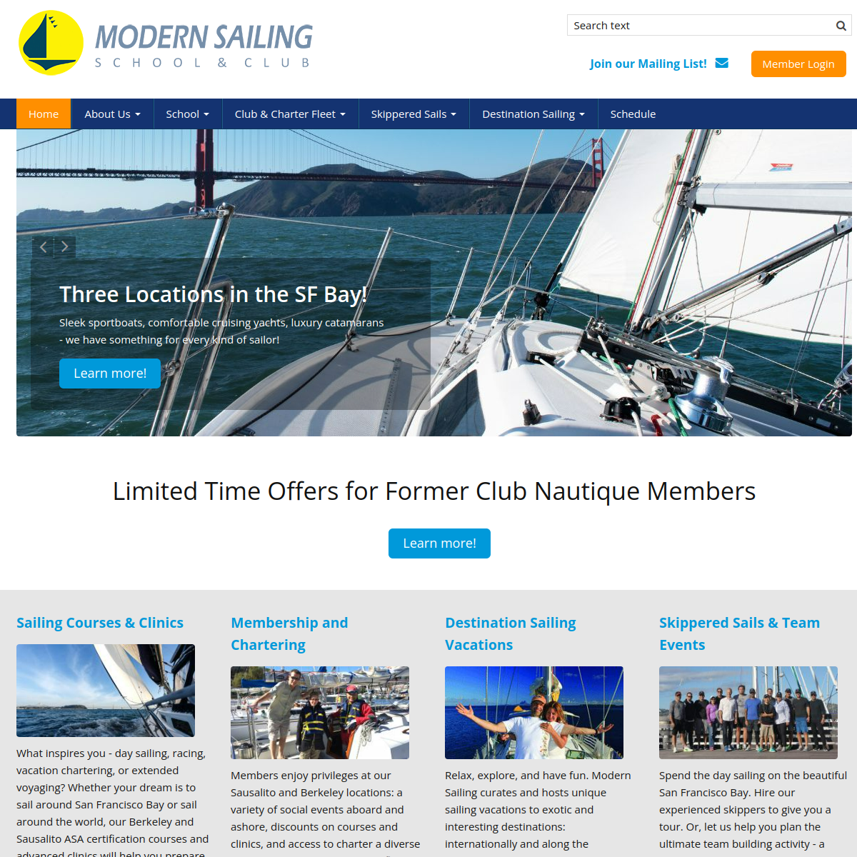 Screenshot of Modern Sailing School & Club - San Francisco Bay Sailing Lessons ...