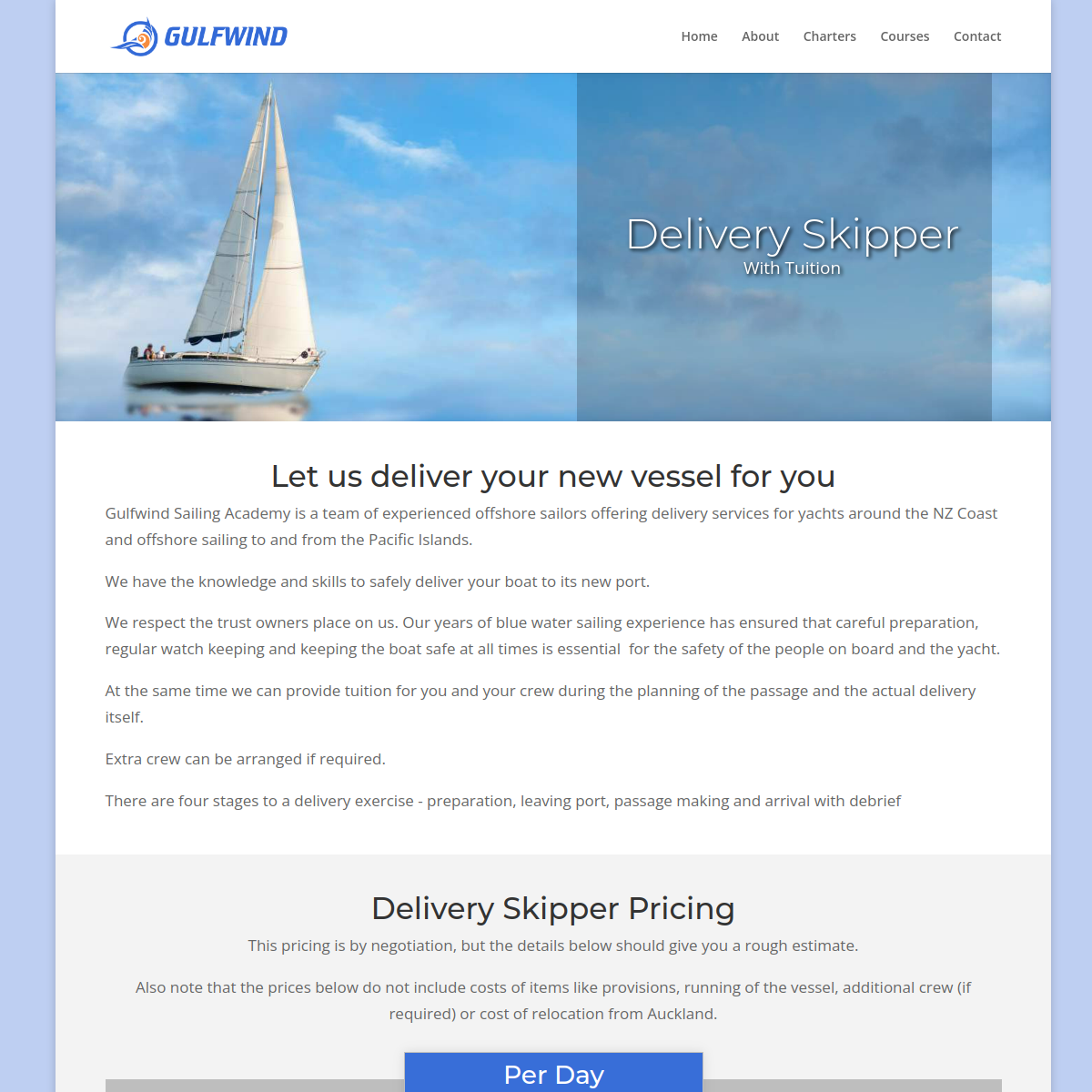 Screenshot of Vessel Delivery Skipper Service and Tuition | Gulfwind Sailing ...