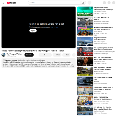 Screenshot of Single-Handed Sailing Circumnavigation: The Voyage of Fathom ...