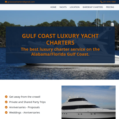 Screenshot of Gulf Coast Luxury Yacht Charters