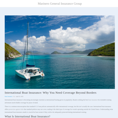 Screenshot of International Boat Insurance: Why You Need Coverage - Mariners ...