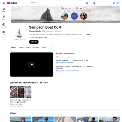 Screenshot of Sampson Boat Co - YouTube