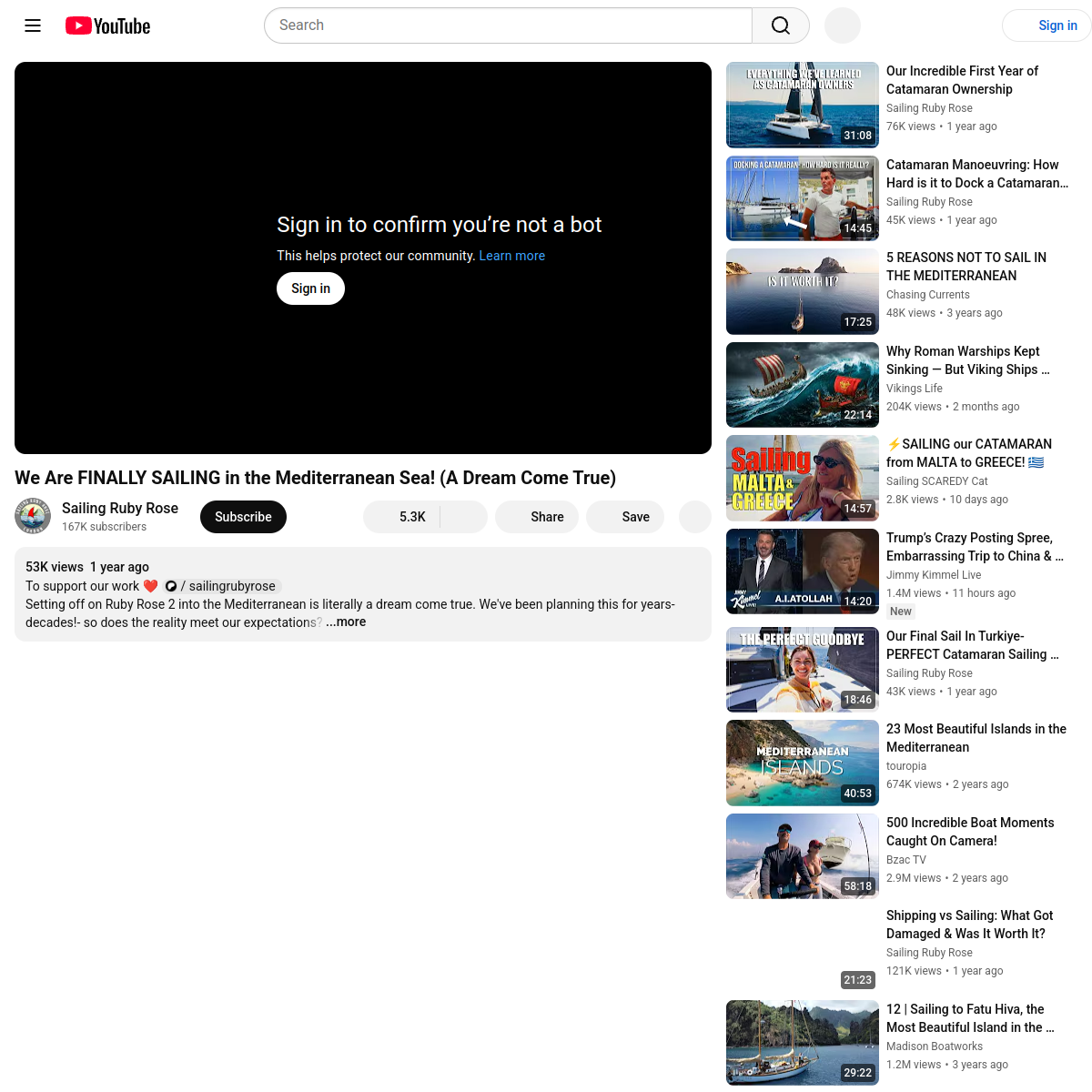 Screenshot of We Are FINALLY SAILING in the Mediterranean Sea! (A Dream ...