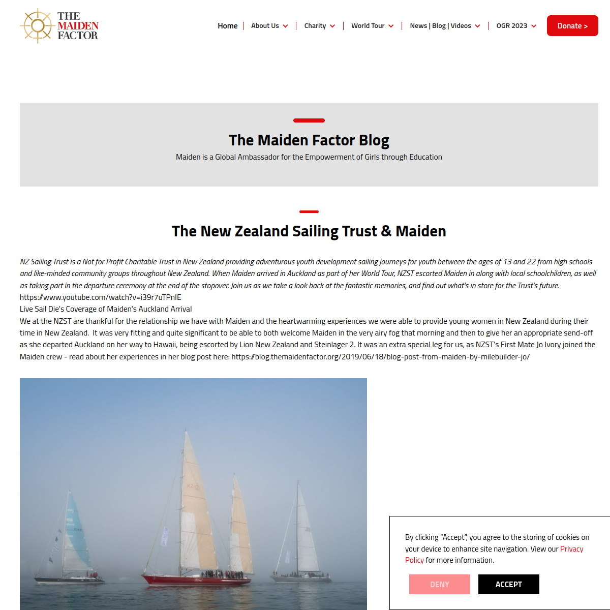 Screenshot of The New Zealand Sailing Trust & Maiden