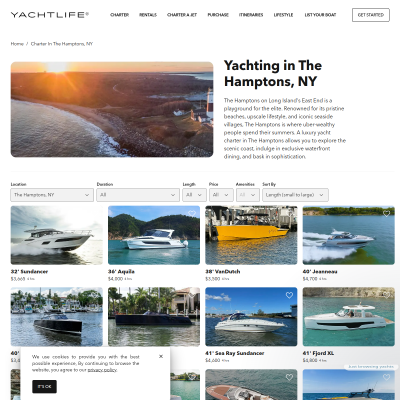 Screenshot of Luxury & Private Yacht Charter The Hamptons, NY - YachtLife