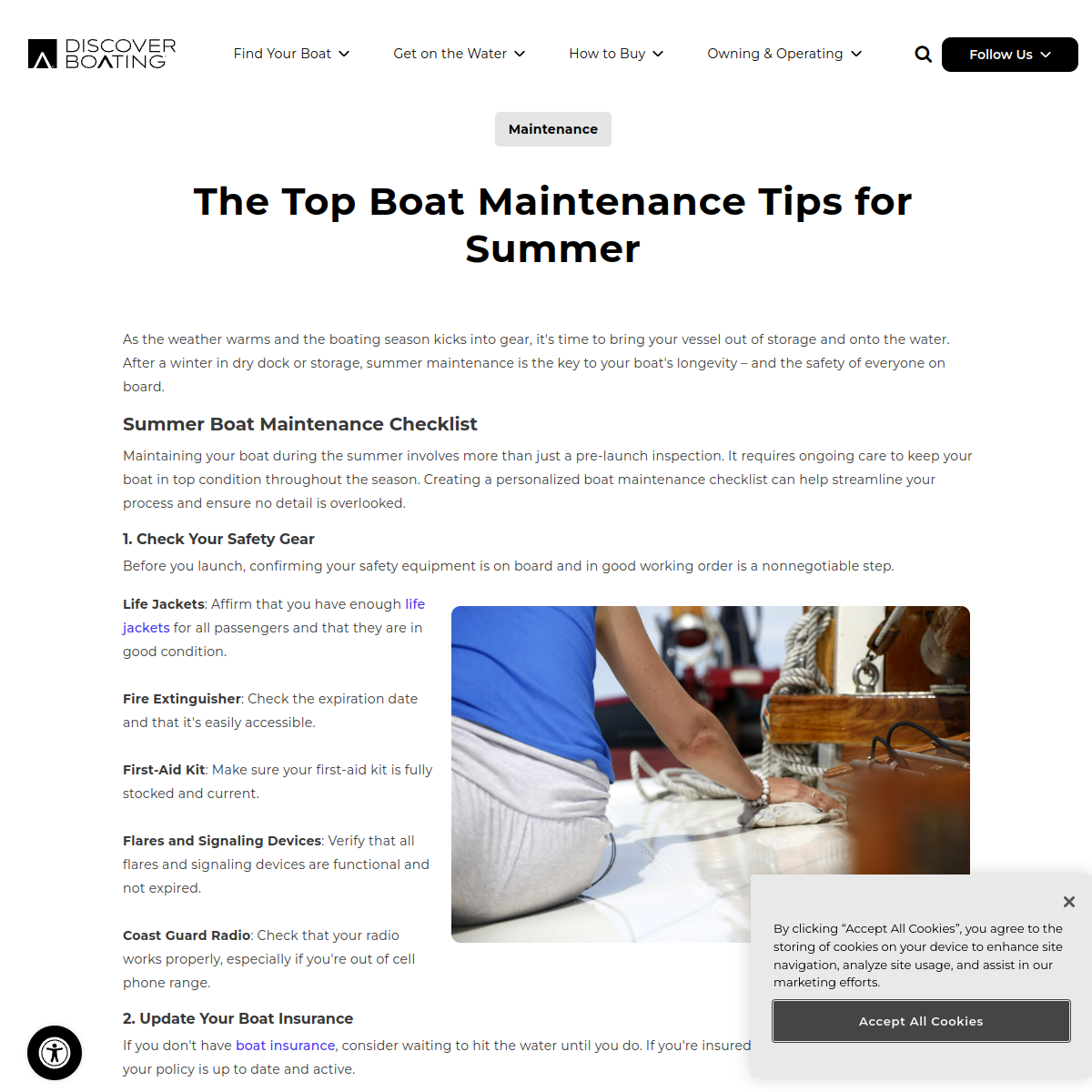 Screenshot of The Top Boat Maintenance Tips for Summer | Discover Boating