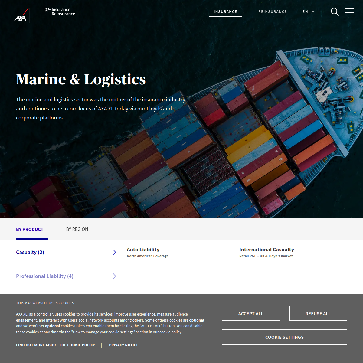 Screenshot of Commercial Marine Insurance | AXA XL