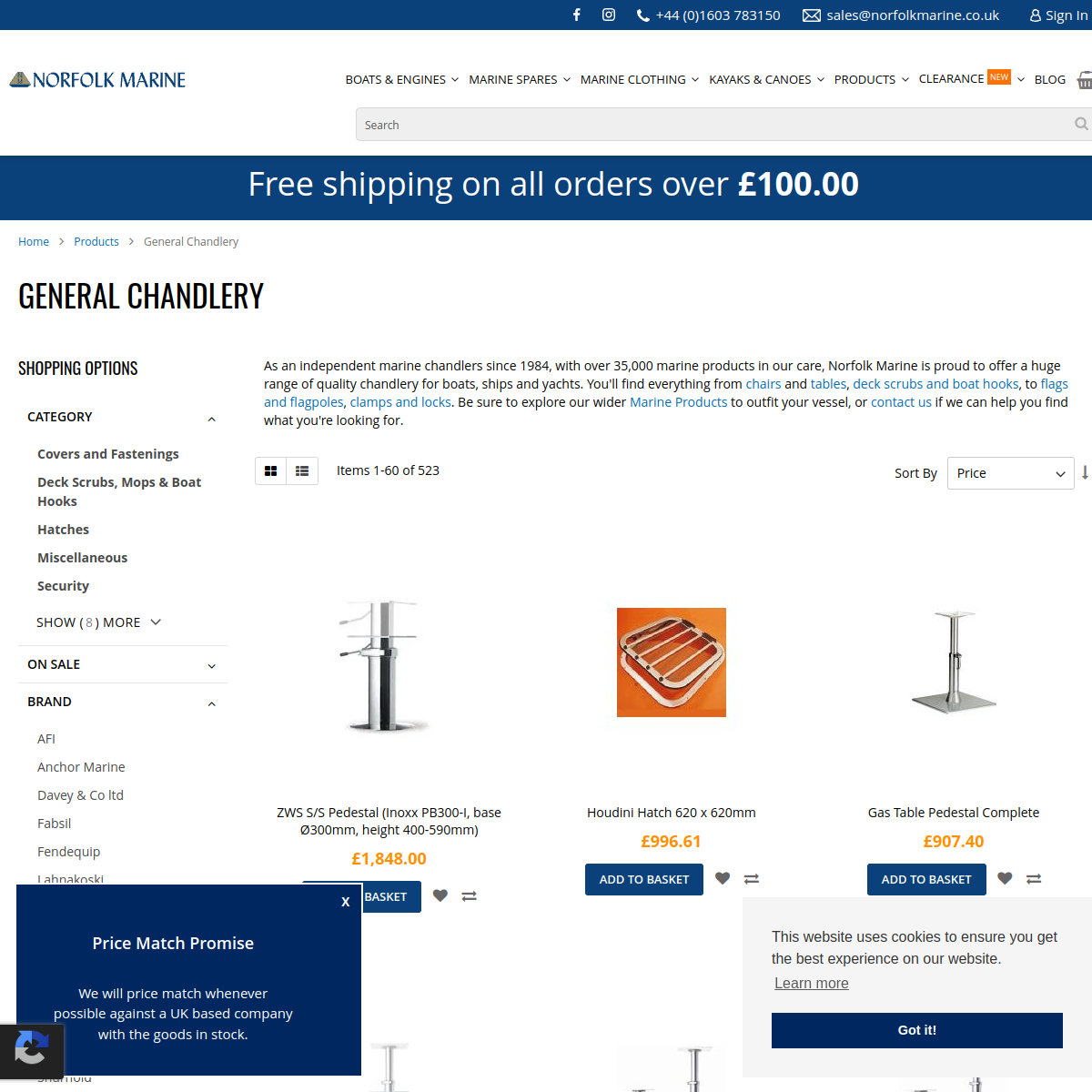 Screenshot of General Chandlery - Norfolk Marine