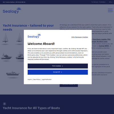 Screenshot of Yacht Insurances | Sealogy.com
