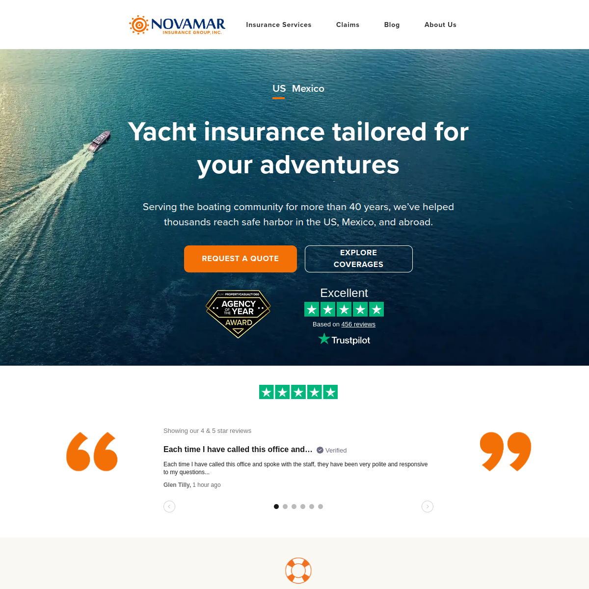 Screenshot of Novamar Insurance