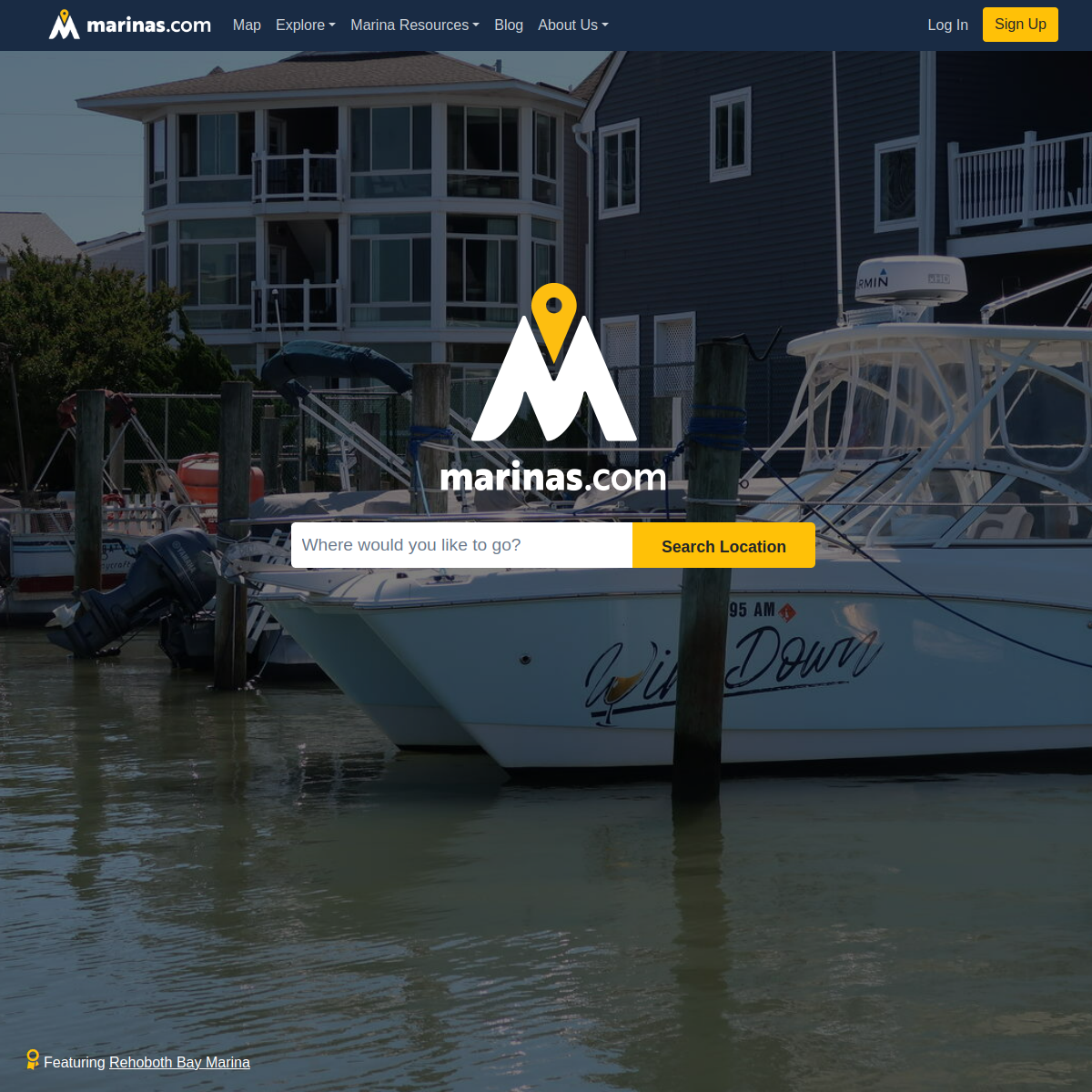 Screenshot of Marinas.com | Where boaters come first to find slips & services.