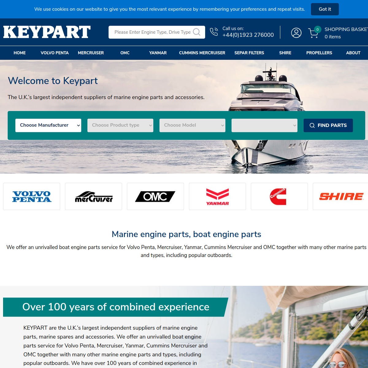 Screenshot of Marine engine parts, boat engine parts