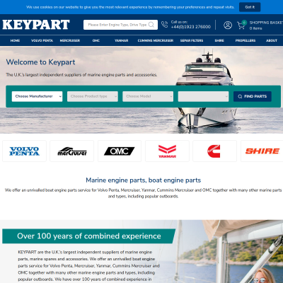 Screenshot of Marine engine parts, boat engine parts