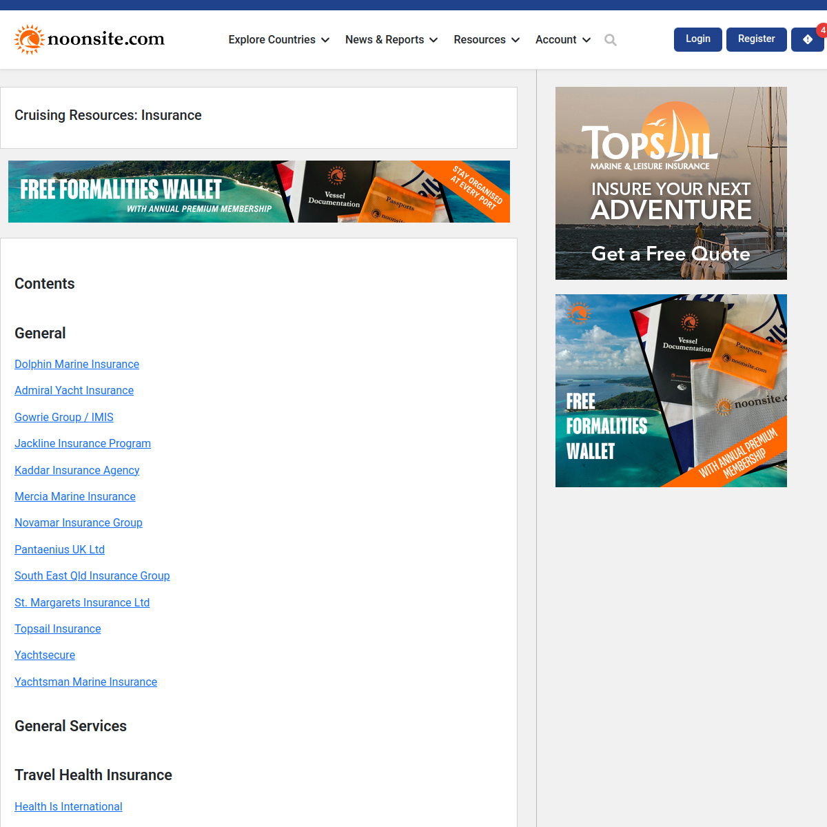 Screenshot of The Ultimate Cruisers Planning Tool - Noonsite.com