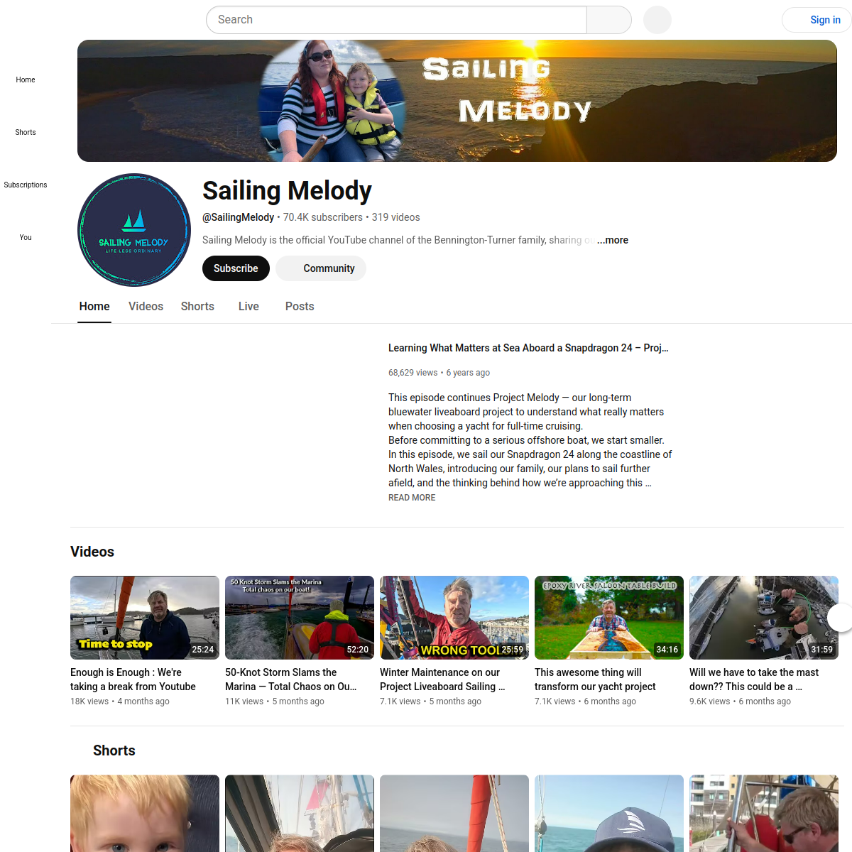 Screenshot of Sailing Melody - YouTube