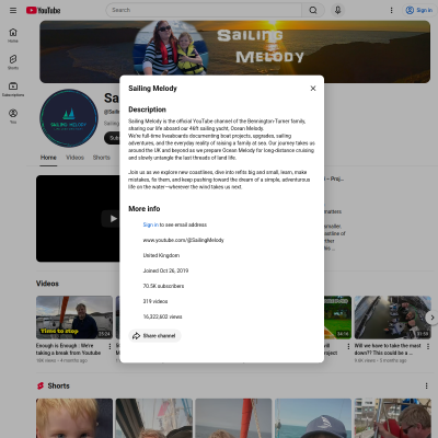 Screenshot of Sailing Melody - YouTube